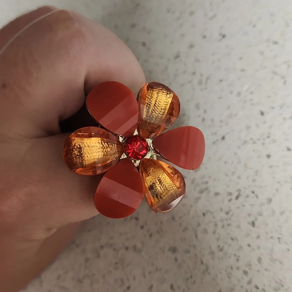 Maurices Coral Floral Chunky Fashion Statement Stretch Ring